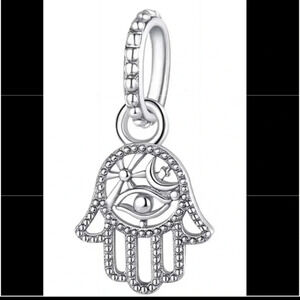 S925 Stamped Sterling Silver Hamsa Hand Charm